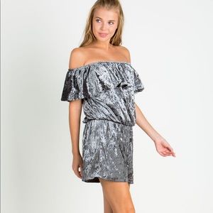 Grey velvet romper